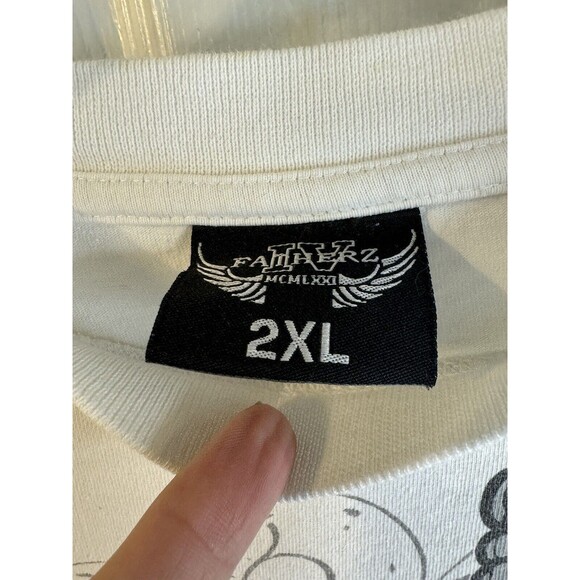 Four Fatherz Winged Skull And Dagger Y2K Hip Hop White T-Shirt - XXL - Picture 11 of 11